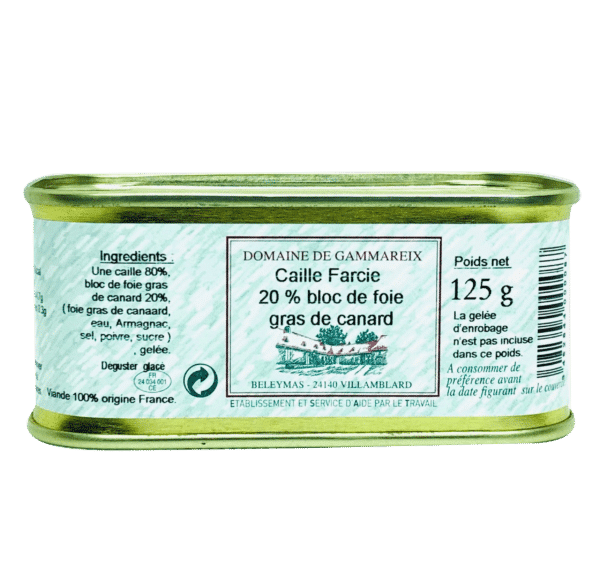 caille farcie 20 foie gras 125g