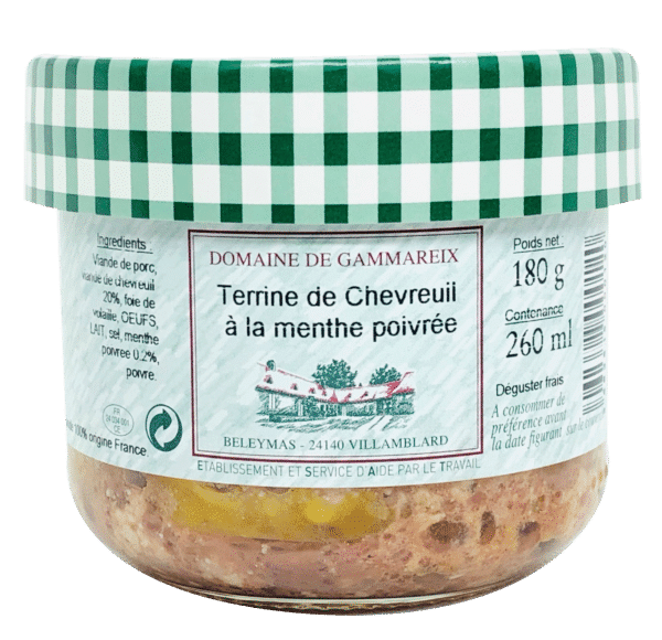 terrine de chevreuil a la menthe poivrée 180g