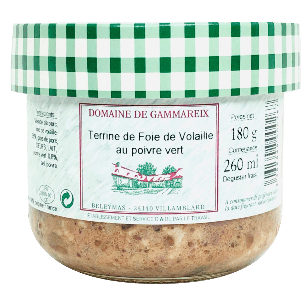 Terrine de foie de volaille au poivre vert Le Domaine de Gammareix